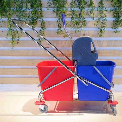 Large size down press double bucket wringer trolley